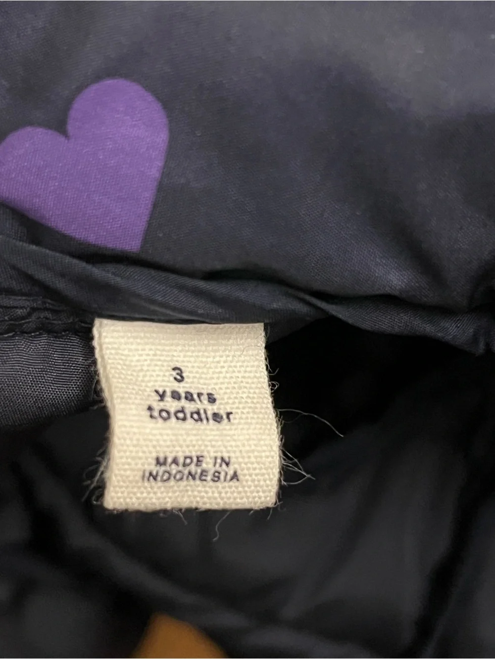 Baby Gap Toddler Girl  Quilted Puffer Jacket Size 3T Navy Blue Rainbow Hearts.